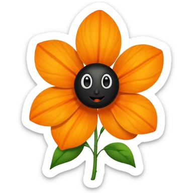 Green stem, white bud with black cartoony face: ;p. And six heart shaped yellowish orange petals sticker