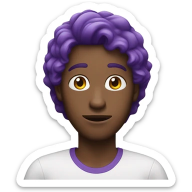 White Person wearing purple tshirt and says I don't know  sticker