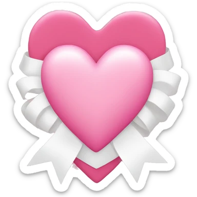 Pink hear with white ribbon around it sticker