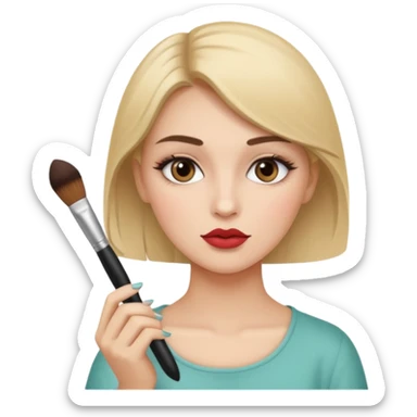 Girl applying makeup sticker