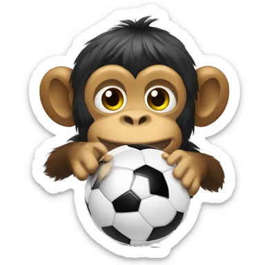Make a monkey in Brazil national team soccer gear playing with a soccer ball. The monkey's face should be sad and crying with tears. sticker