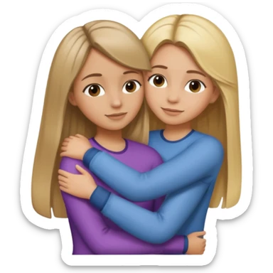 dark blonde girl with highlights and blowout hugging blonde girl with straight hair sticker