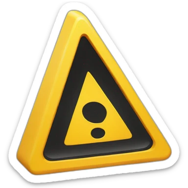 yellow triangular sign sign with black exclamation mark at an angle view sticker