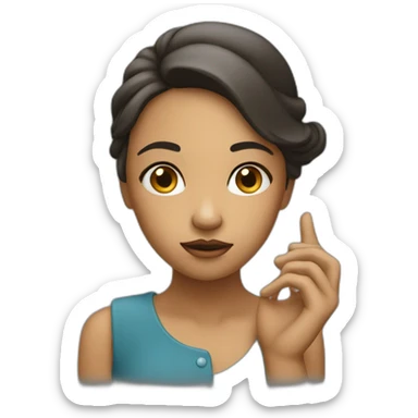 thinking girl with a hand by her face sticker