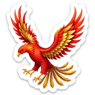 Red and gold rising phoenix, rebellion symbol from Morning Star sticker
