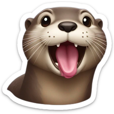 Otter sticking tongue out sticker