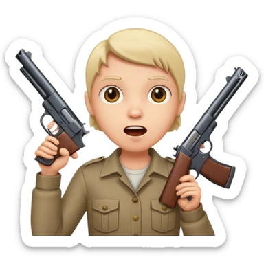 Wow face wit gun  sticker