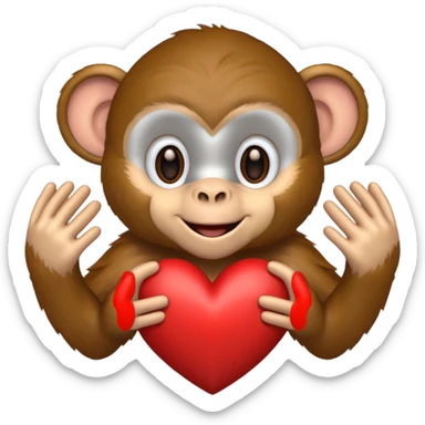 A monkey making a heart with hands sticker