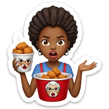 tsion angry black girl ragebait fat running 100 kfc chicken dirty mouth angry bad word sticker