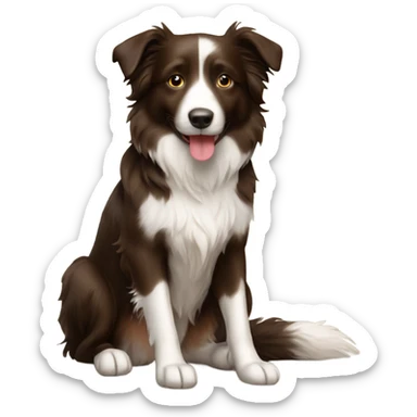 border collie brown sitting sticker
