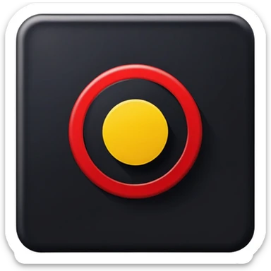 A black and red rectangle with a medium sized yellow circle in the middle sticker