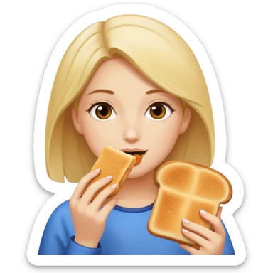 Girl eating pitta toast sticker