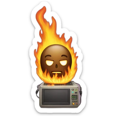 computer burning man extenguishing sticker