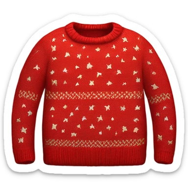 Knit red sweater with star patterned sticker