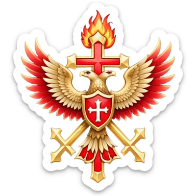 templar eagle fire cross sticker