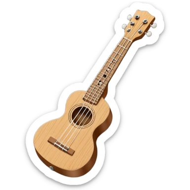 Minimalistic flat vector icon, iOS style, thin black contour on white background. Small ukulele guitar with four strings. Clean, no text, no shadows sticker