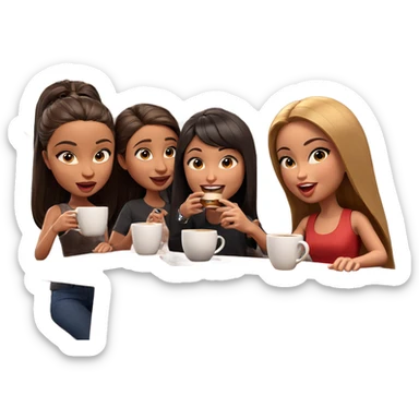 friends sharing coffee time sticker