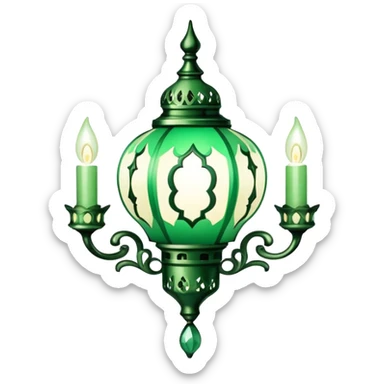 Rococo vintage style green white Ramadan lights sticker
