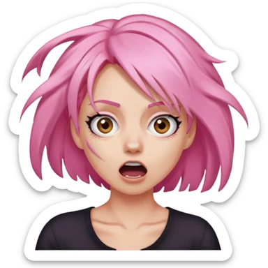 Manic ripping hair out female pink sticker