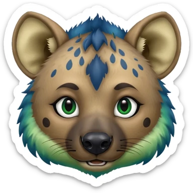 blue and green ombre hyena face sticker