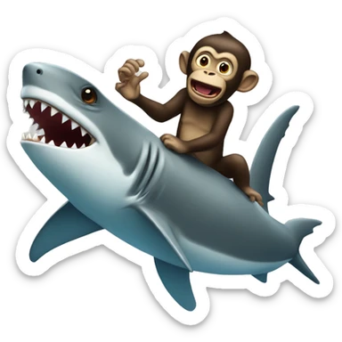 stinky monkey riding a shark sticker