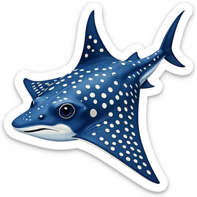 Spotted eagle ray fish with long stinger viewed from above sticker