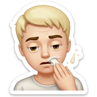 eye brow raise, and a puking sticker