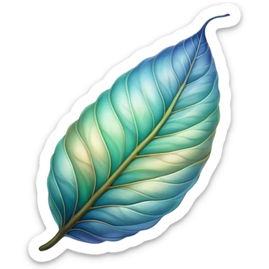 softly curled cocoon leaf, glowing aura, flowing textures, green-blue and earth tones sticker