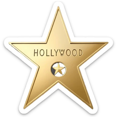 голливудский мемориал в виде звезды, на аллее славы которая в полу и на ней написано HOLLYWOOD  sticker