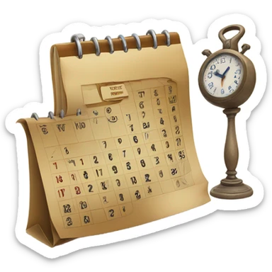 calendar with a clock and a torah sticker