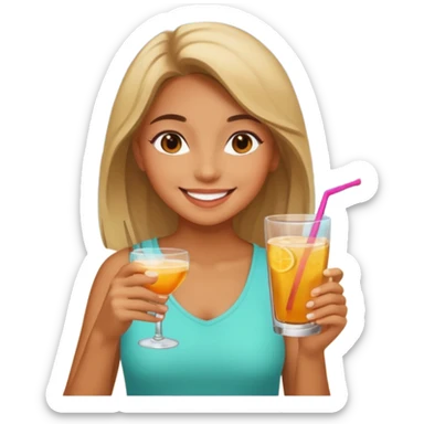 smiling girl with drink outdoors sticker