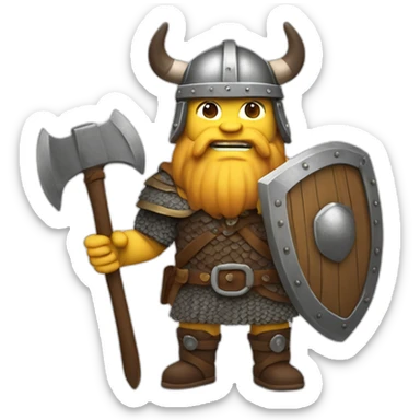 viking warrior with axe and shield sticker