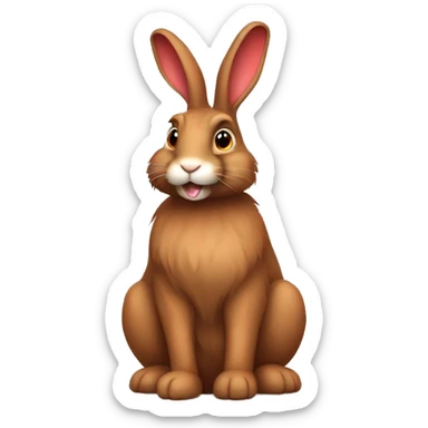 Fluffy brown rabbit long floppy ears wearing red tshirt sitting  sticker