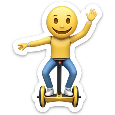 create an animated emoji for slack with a resolution of 128 pixel by 128 pixel of an emoji smiley riding an Electric Unicycle sticker