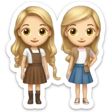 One 7 yo blond and one 12 yo brown hair girls with crepes sticker