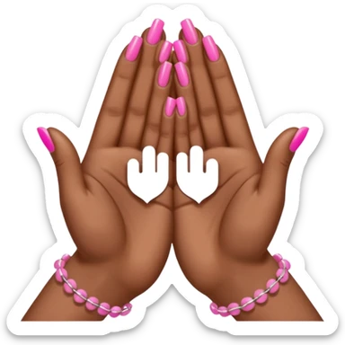 brown prayer hands with pink nails  sticker