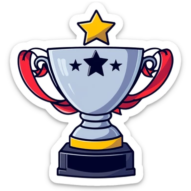 achievement trophy celebration with stars and ribbons sticker