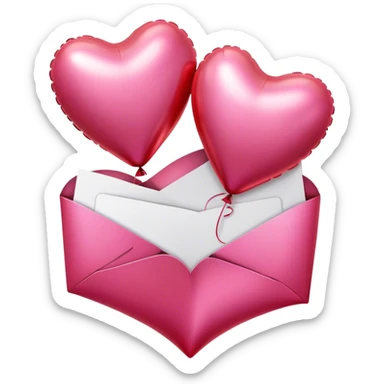 love letter in pink and red metallic heart-shaped balloons sticker