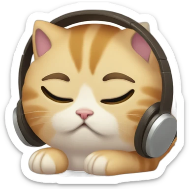 sad kitten listening to music with eyes closed sticker