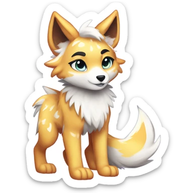 Anthro Colorful Shiny Fionbri-Falvie-sparkle-wolf-sona with edgy markings full body sticker