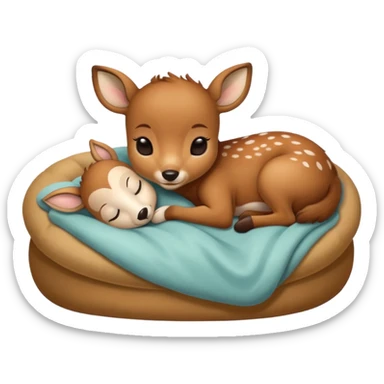 Baby Deer Sleeping in Bed sticker