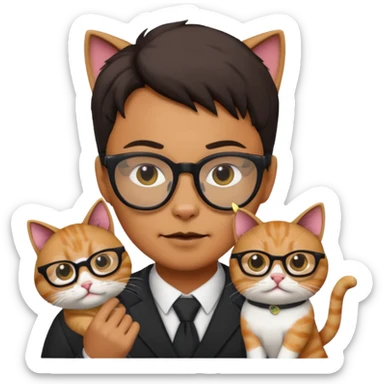 A professor snaps cat with black glasses acting cool sticker