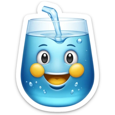 Copo de água – um copo transparente cheio de água cristalina, estilo emoji realista/cartoon. sticker