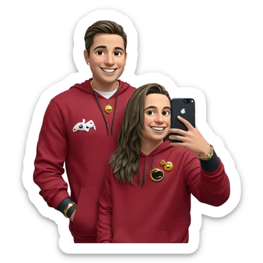 smiling boys with jewelry selfie sticker