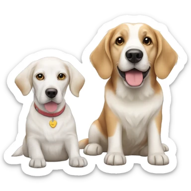 beagle and a white golden retriever  sticker