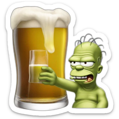 Homer Simpson-and-Yoda-drink-beer sticker