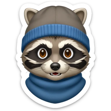Aggressive Raccoon bandit with beanie hat sticker