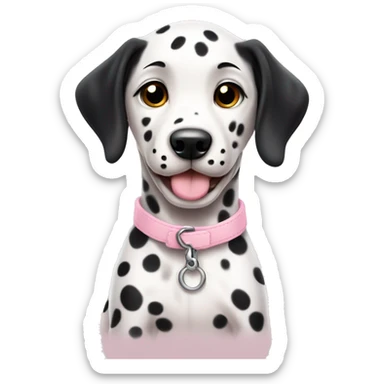 dalmatian puppy cute with light pink collar sticker