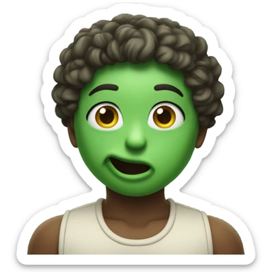 Green heart eyes blowing kiss sticker