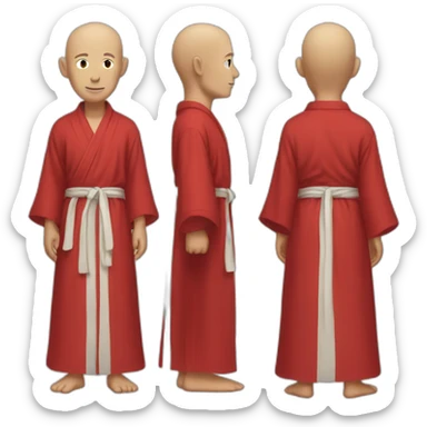 white Monk in red bathrobe full body sticker
